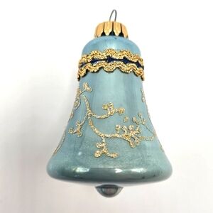 VINTAGE Krebs Hand Decorated Glass Blue Bell Ornament West Germany